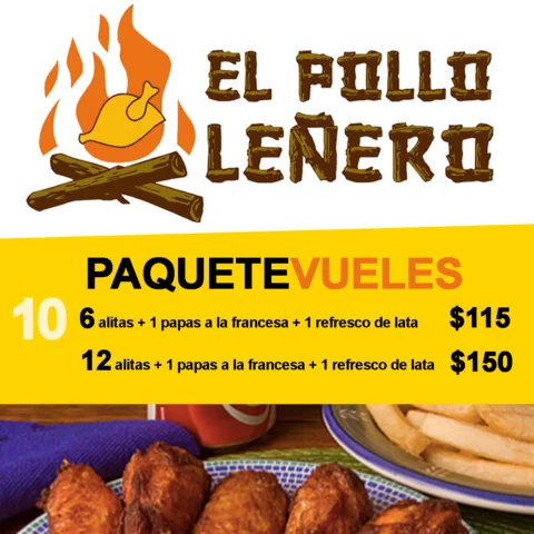 El Pollo Leñero | Paquete-Llenes (1/2 Pollo+Papas+Refreso)- APOYAMX